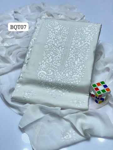 Stuff Gull Ahmad Lawn Gala Panel Pakka Mirror Embroidery Shirt And Chiffon Embroidery Dupatta With PLain Trouser 3PC Dress